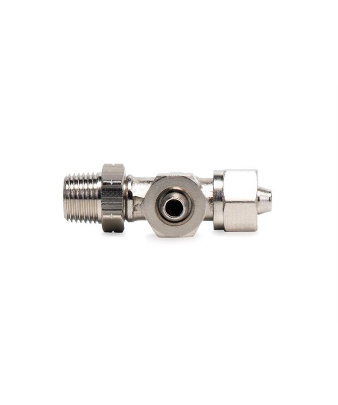 6mm Pipe T-Piece to 1/8NPT Swivel Side